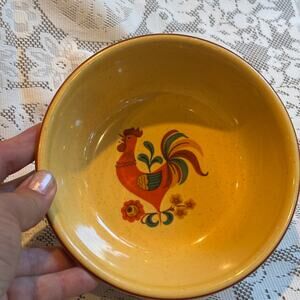 Taylor Smith & Taylor Rooster Bowl Yellow Chateau Buffet MCM Folk Art Decor